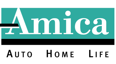 Logo of Amica Insurance with menu options Home and Info.
